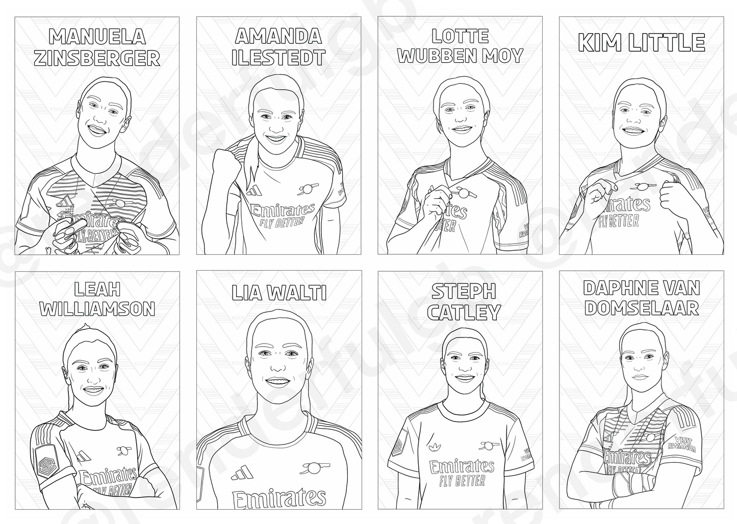 A4 Arsenal Women 2024/25 Colouring Book