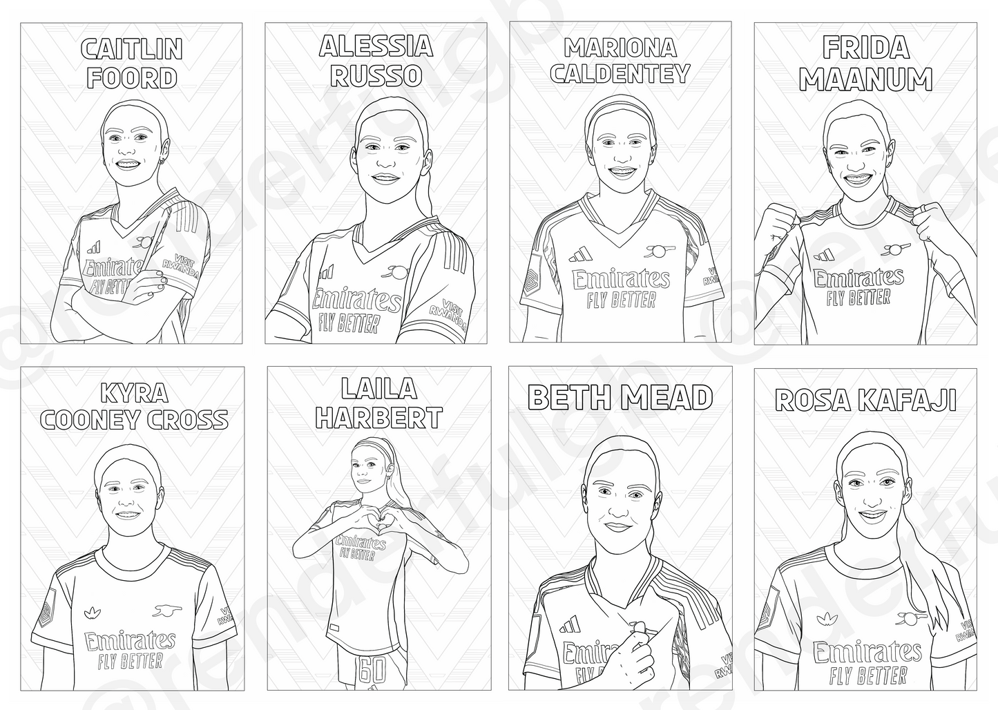 A4 Arsenal Women 2024/25 Colouring Book