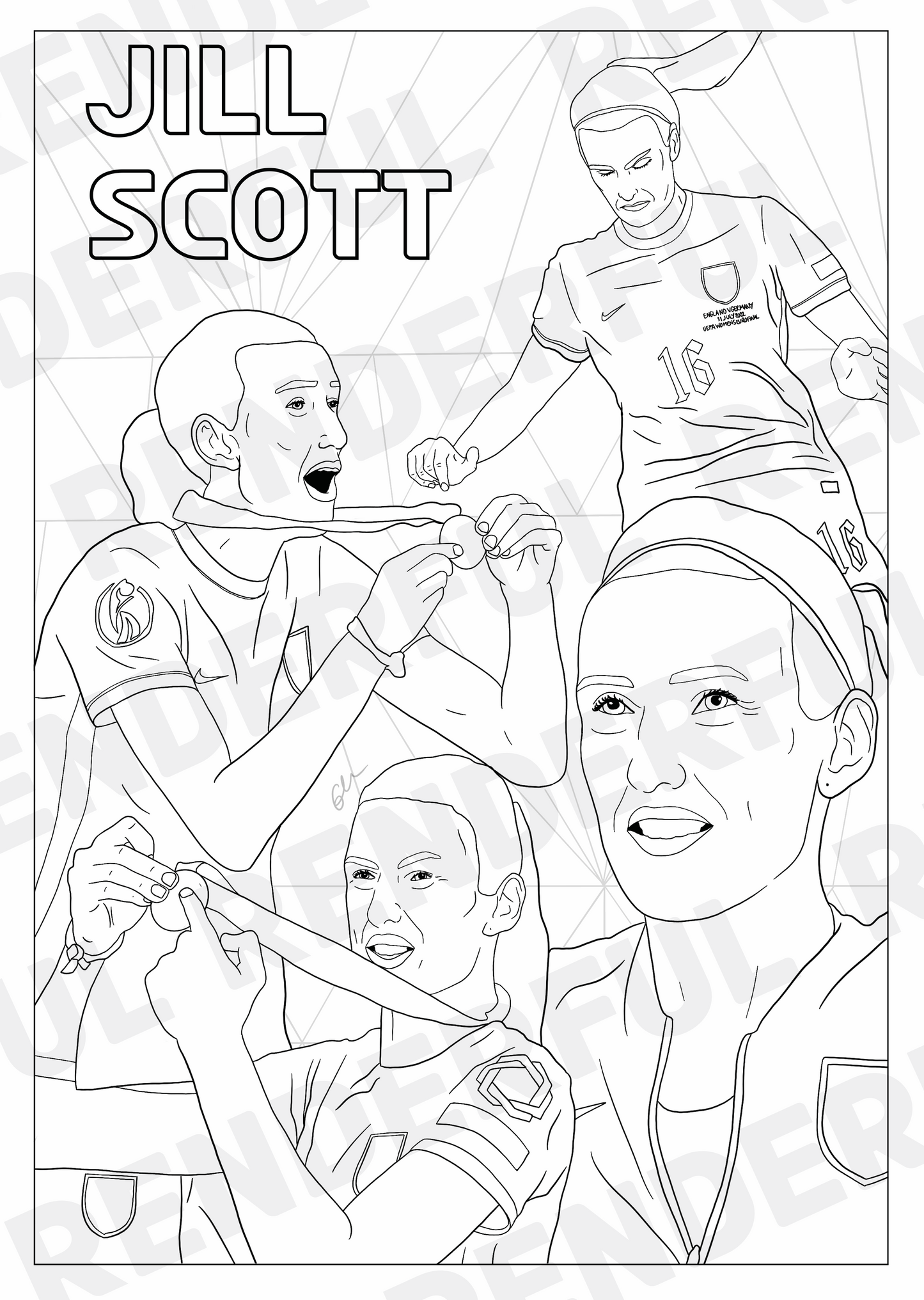 A4 England Lionesses Inspired Colouring Book