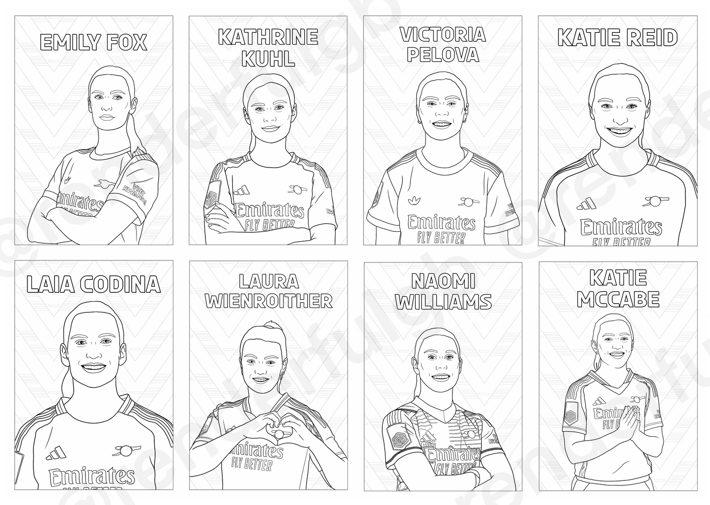 A4 Arsenal Women 2024/25 Colouring Book