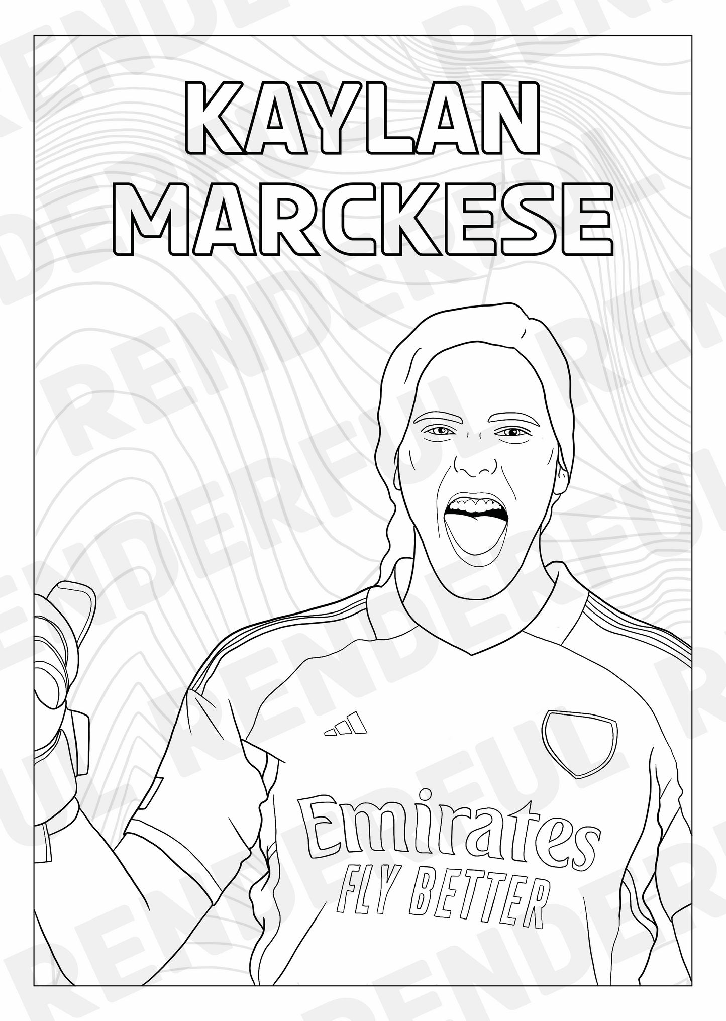 A4 Arsenal Women 2023/24 Inspired Colouring Book