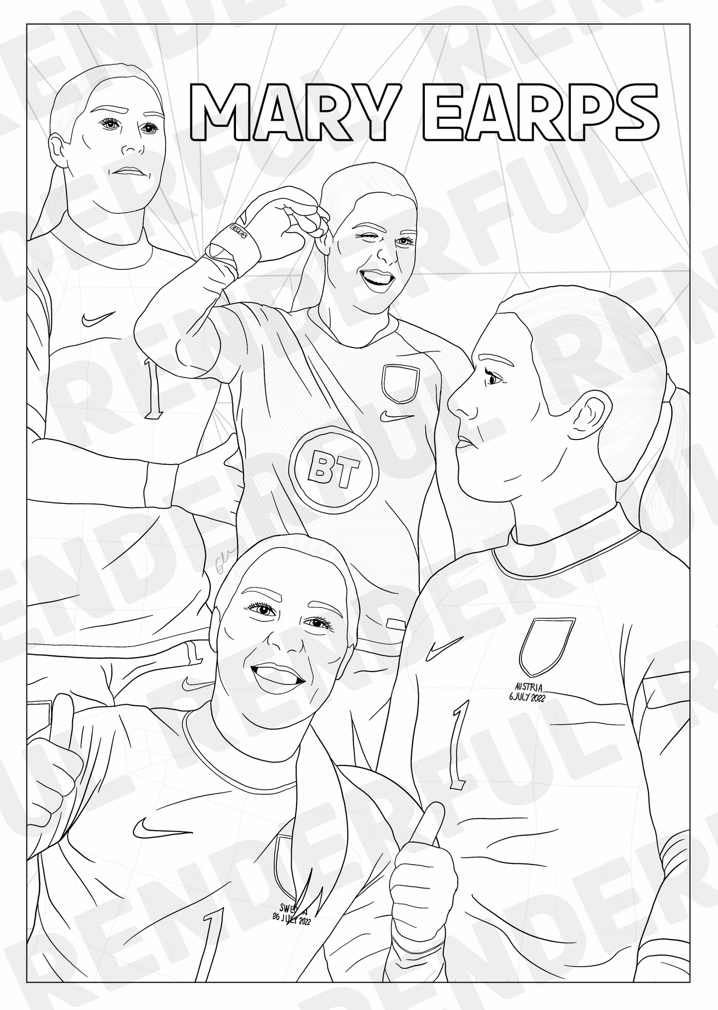 A4 England Lionesses Inspired Colouring Book