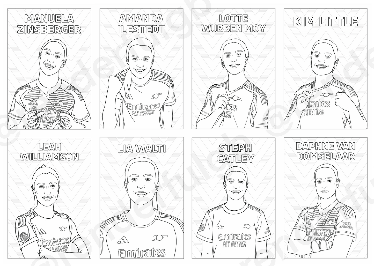 NEW A4 Arsenal Women 2024/25 Colouring Book