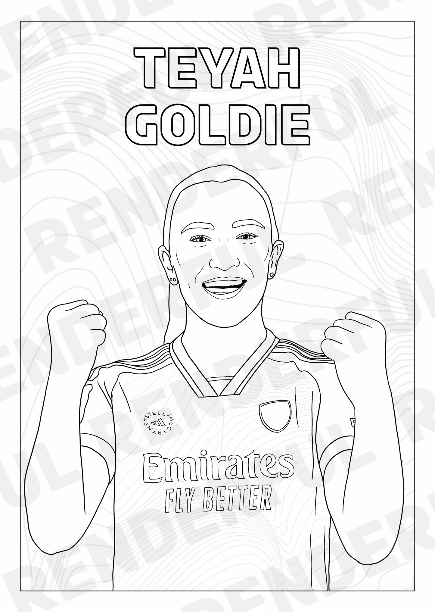 A4 Arsenal Women 2023/24 Inspired Colouring Book