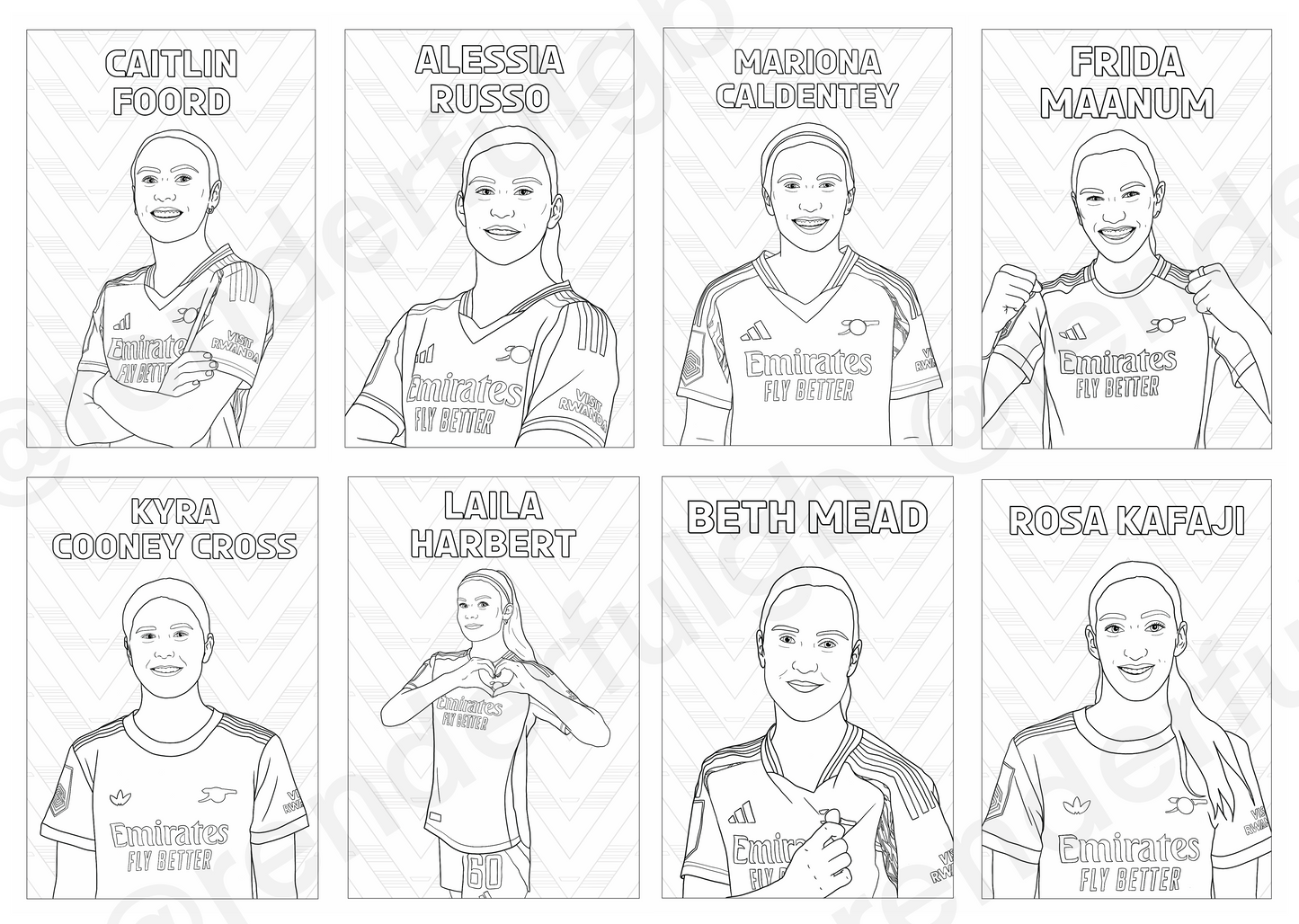 NEW A4 Arsenal Women 2024/25 Colouring Book