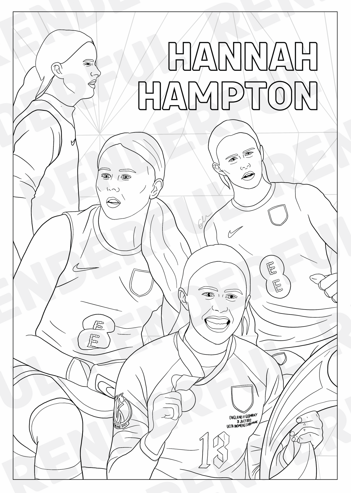 A4 England Lionesses Inspired Colouring Book