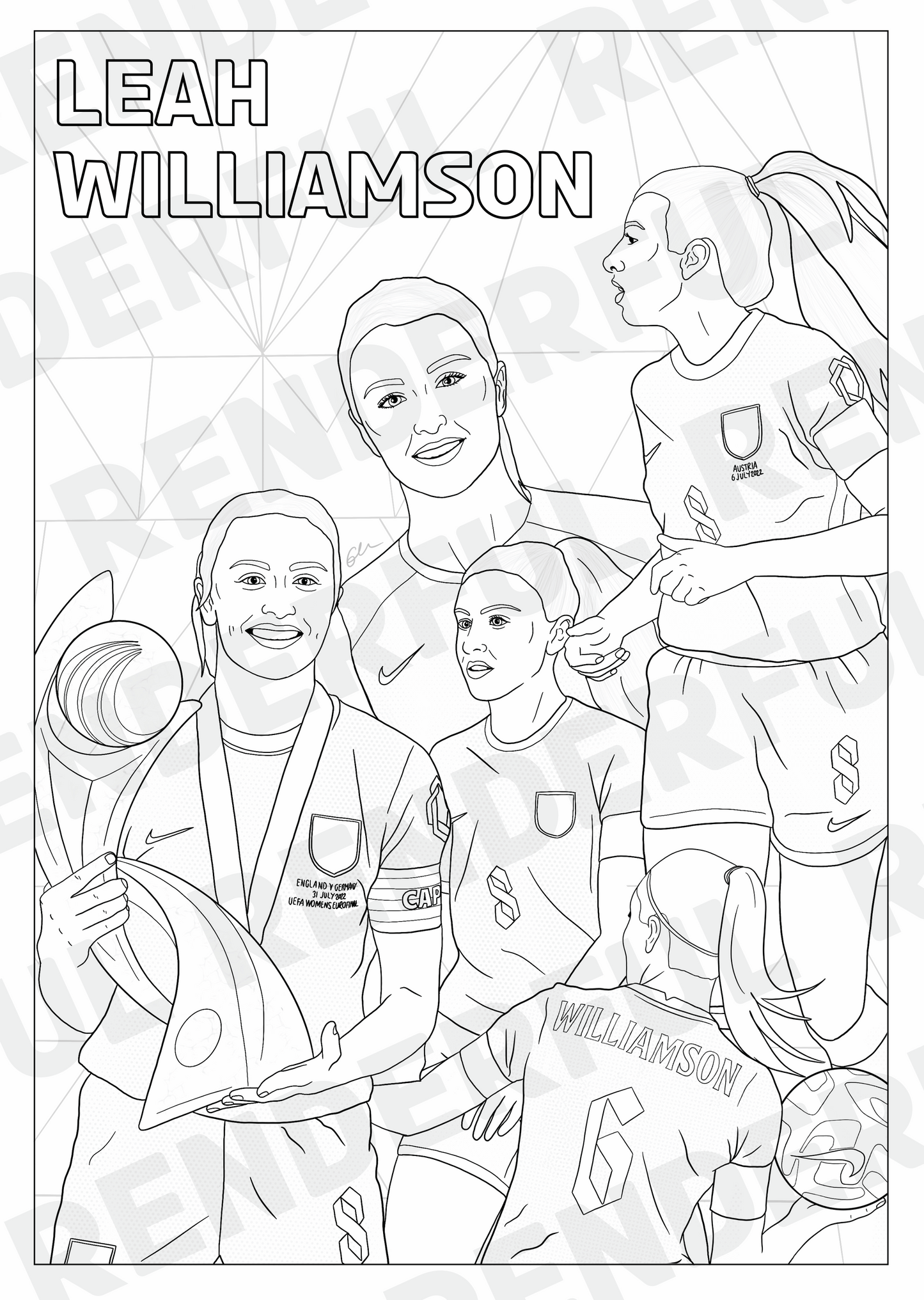 A4 England Lionesses Inspired Colouring Book