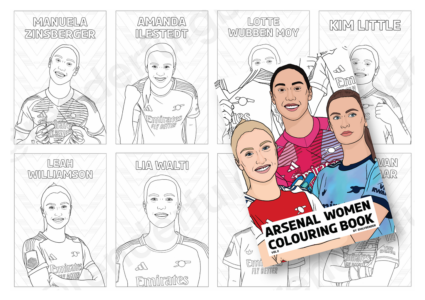 NEW A4 Arsenal Women 2024/25 Colouring Book