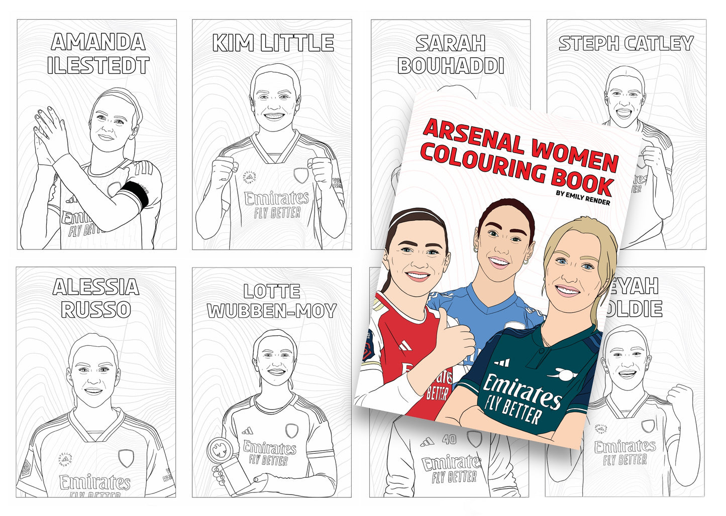 A4 Arsenal Women 2023/24 Inspired Colouring Book