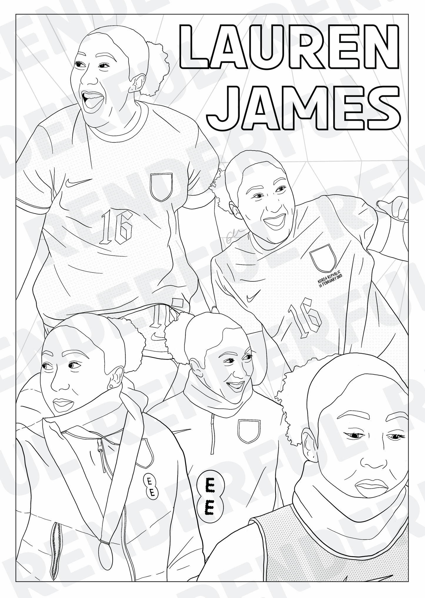 A4 England Lionesses Inspired Colouring Book