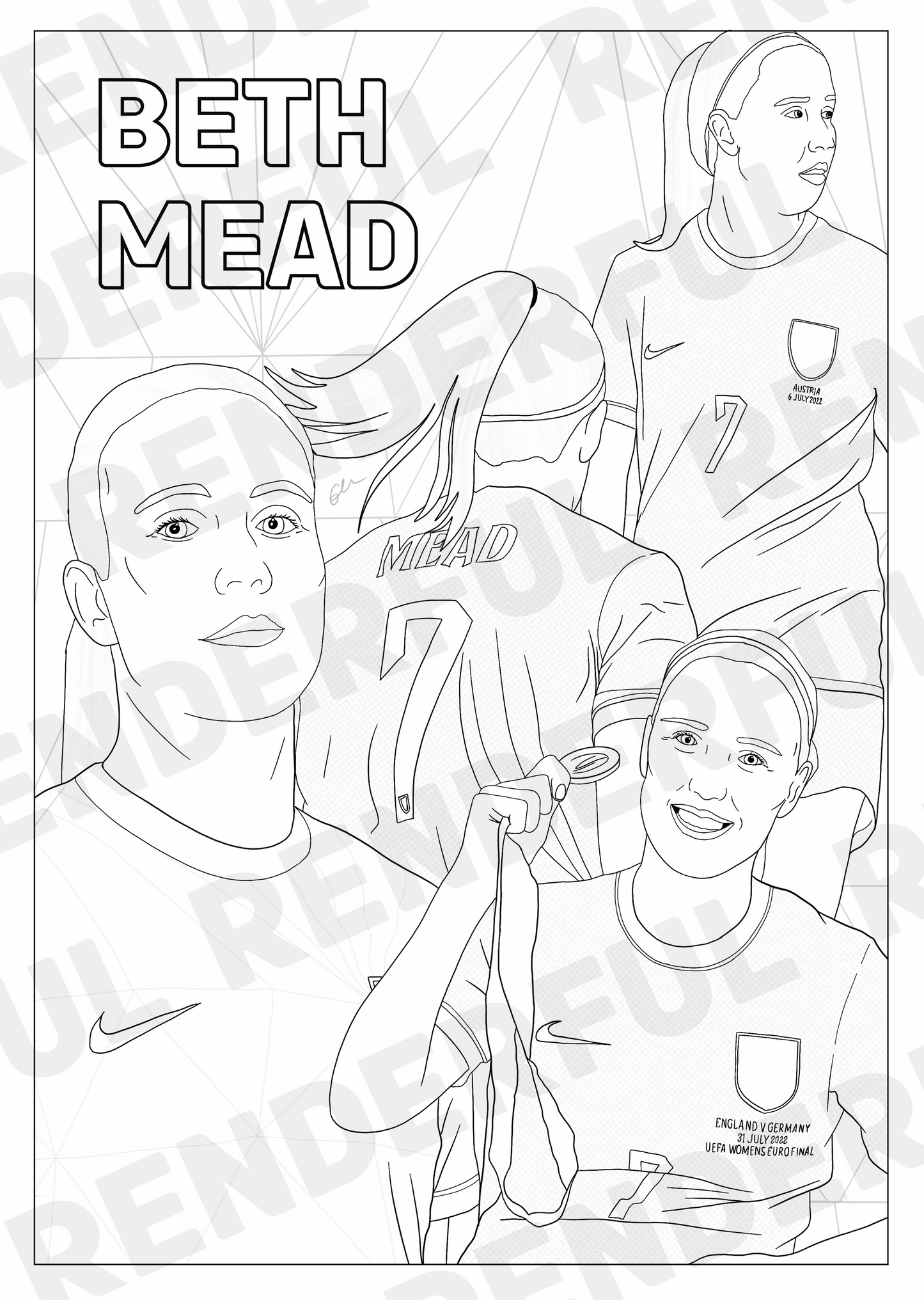 A4 England Lionesses Inspired Colouring Book