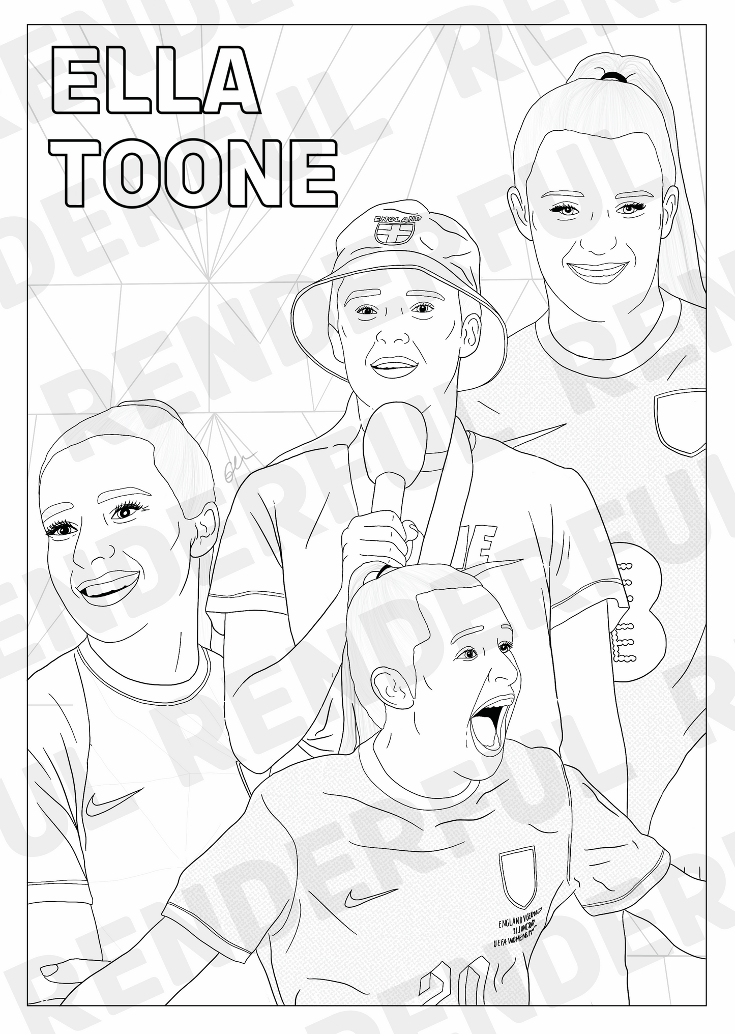 A4 England Lionesses Inspired Colouring Book