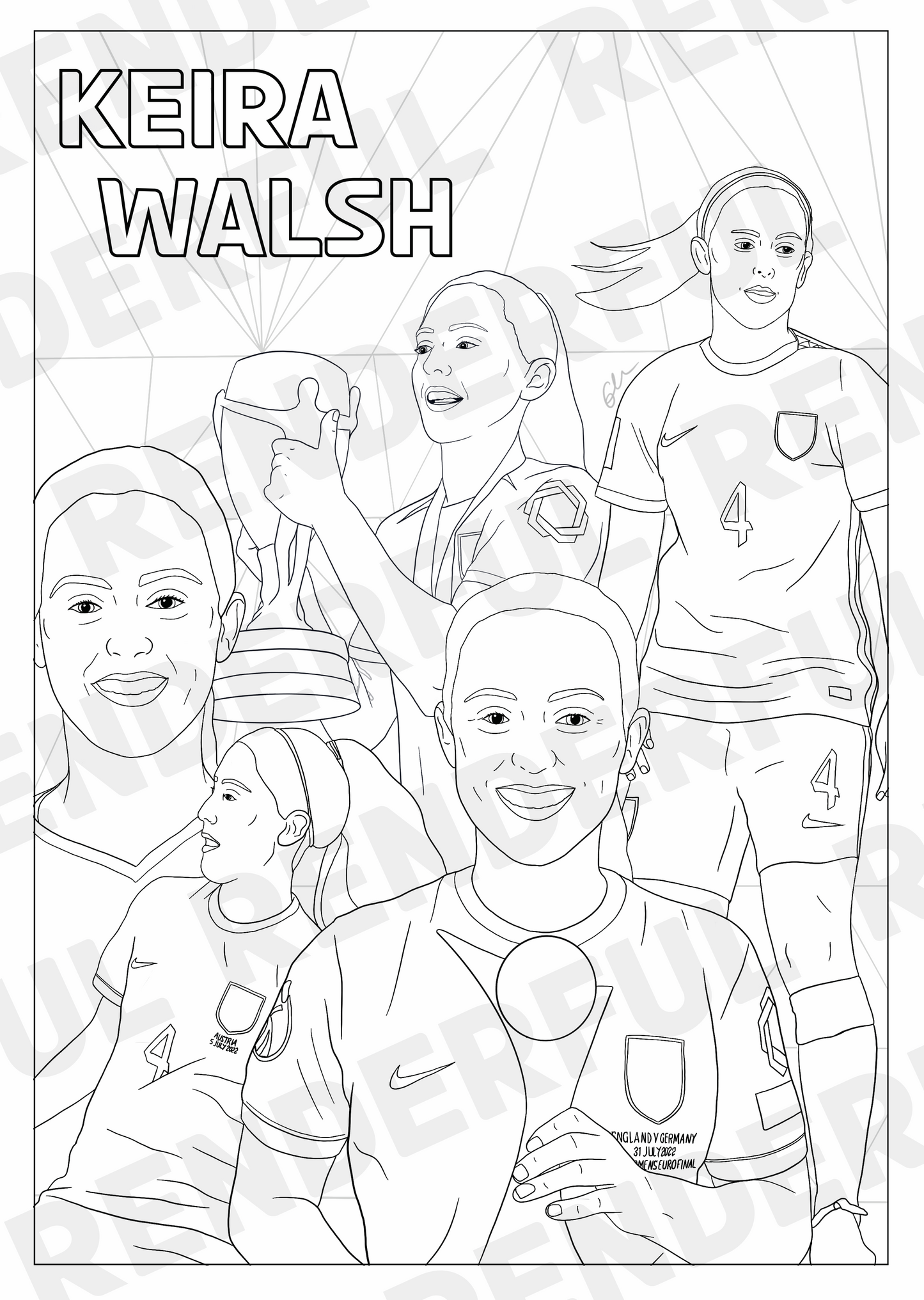 A4 England Lionesses Inspired Colouring Book