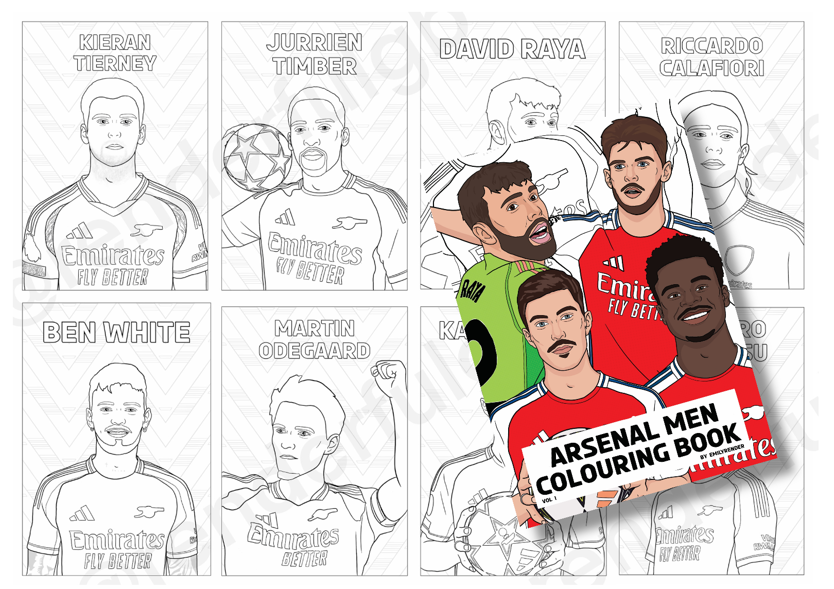 Arsenal Men 24/25 Colouring Book – Renderful